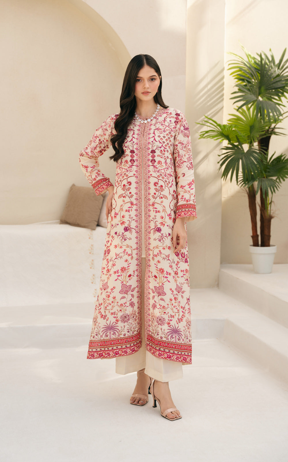 2 Piece Printed Raw Silk Embroidered Suit (FS0003)