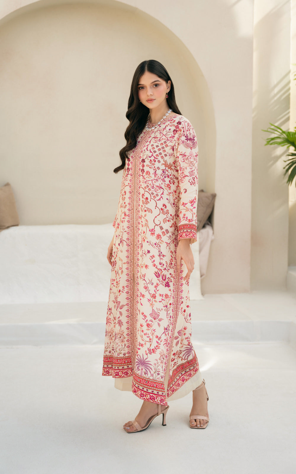 2 Piece Printed Raw Silk Embroidered Suit (FS0003)