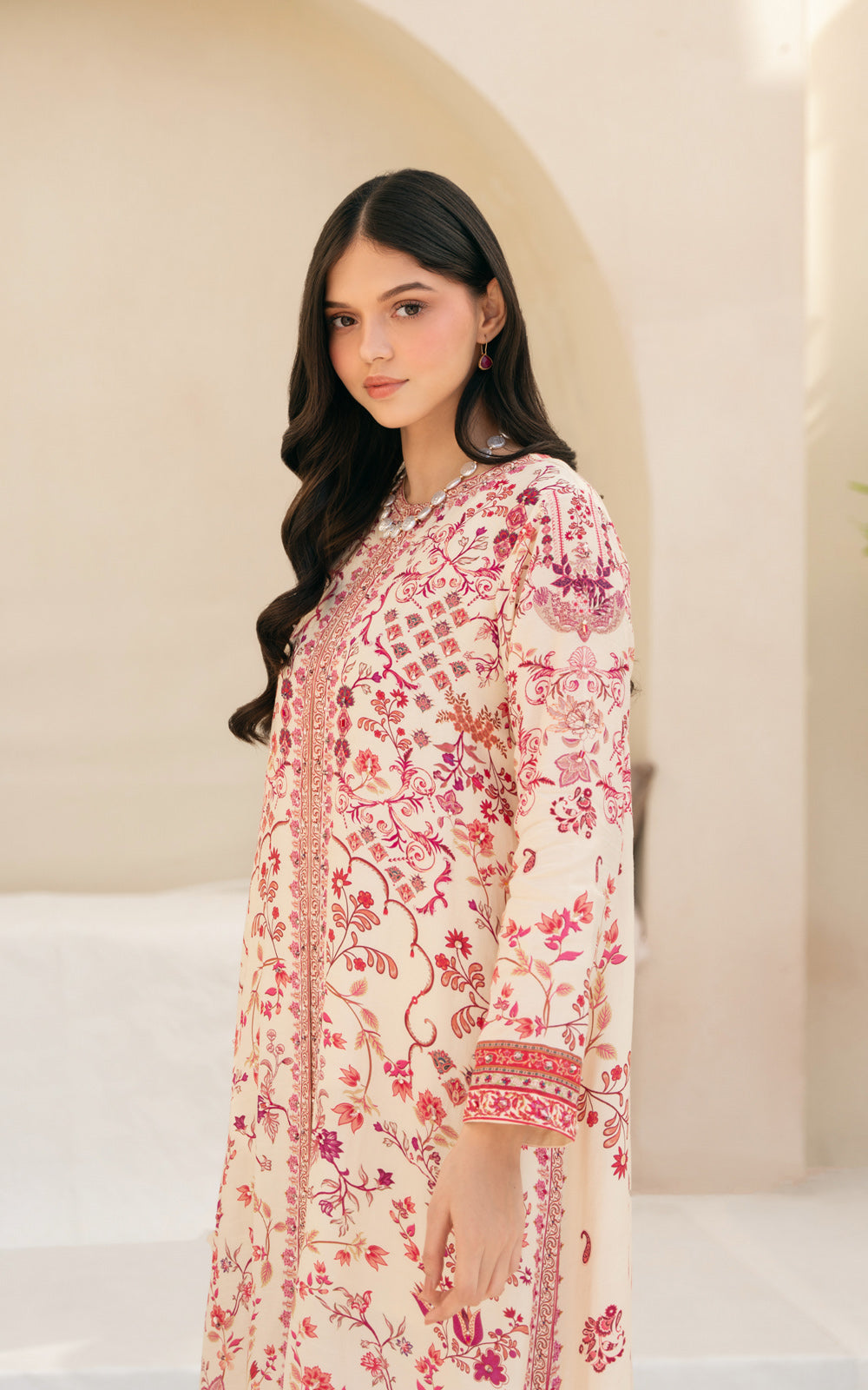 2 Piece Printed Raw Silk Embroidered Suit (FS0003)