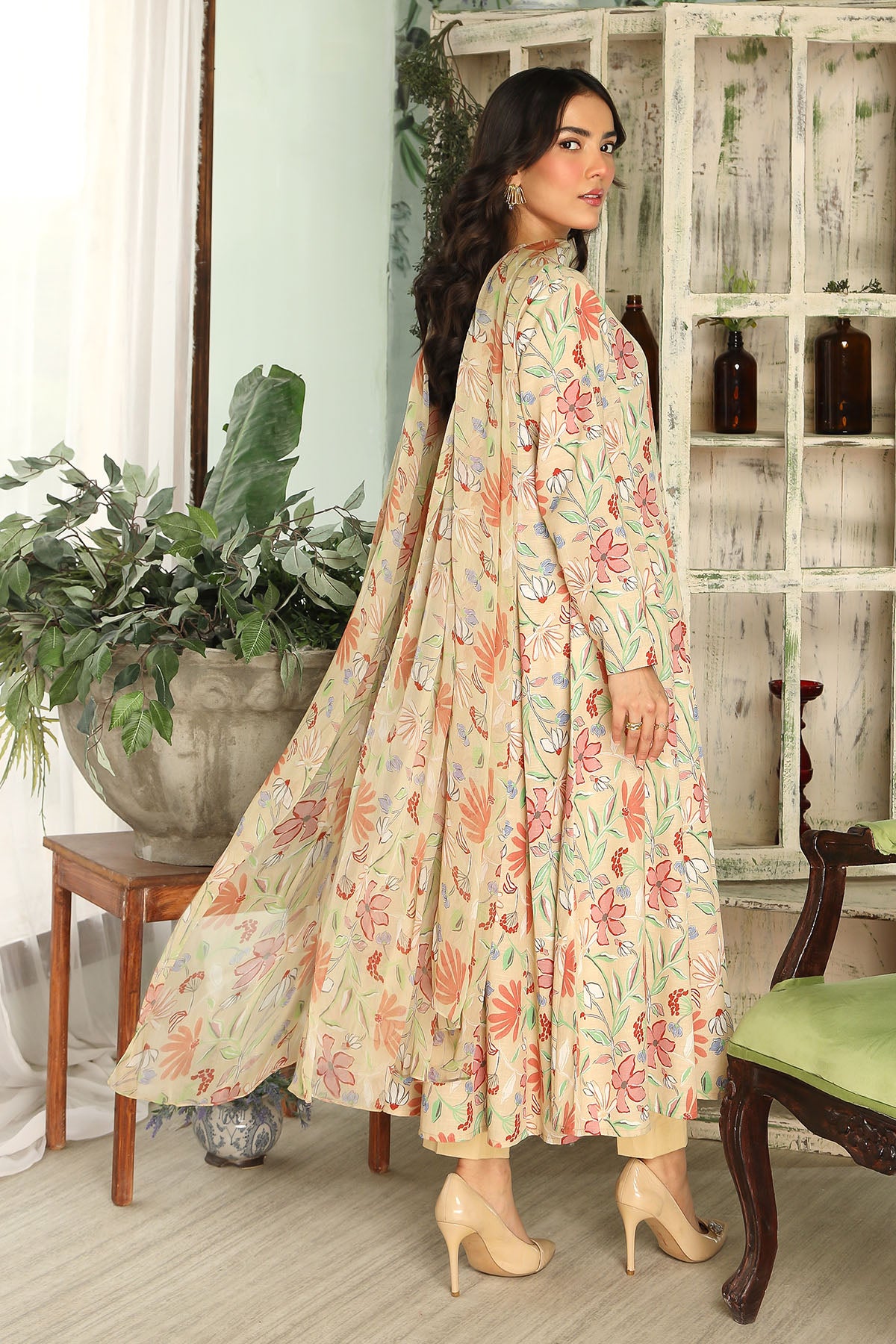 3 Piece Printed Slub Khaddar Unstitched Suit  (DU0415)