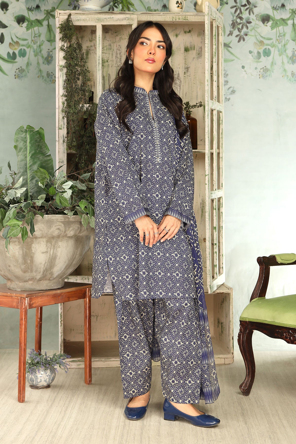 Printed Slub Khaddar Unstitched Suit  (DU0409)