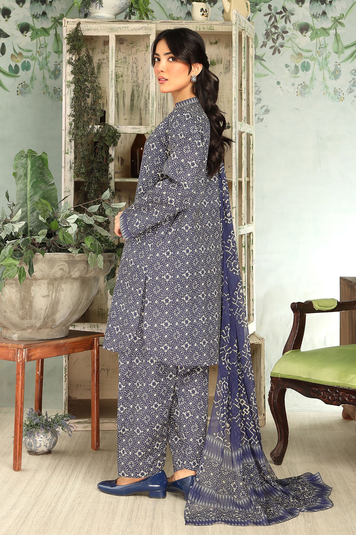 Printed Slub Khaddar Unstitched Suit  (DU0409)