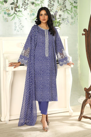 3 Piece Blue Embroidered Suit (DU0423)