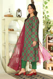 3 Piece Green Printed Suit (DU0427)