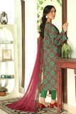 3 Piece Green Printed Suit (DU0427)