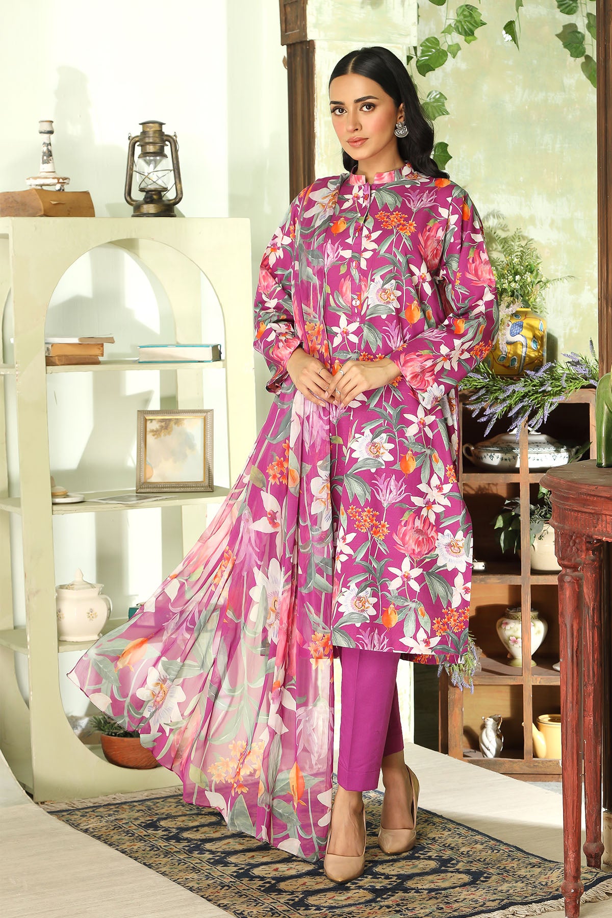 Printed Slub Khaddar Unstitched Suit  (DU0416)