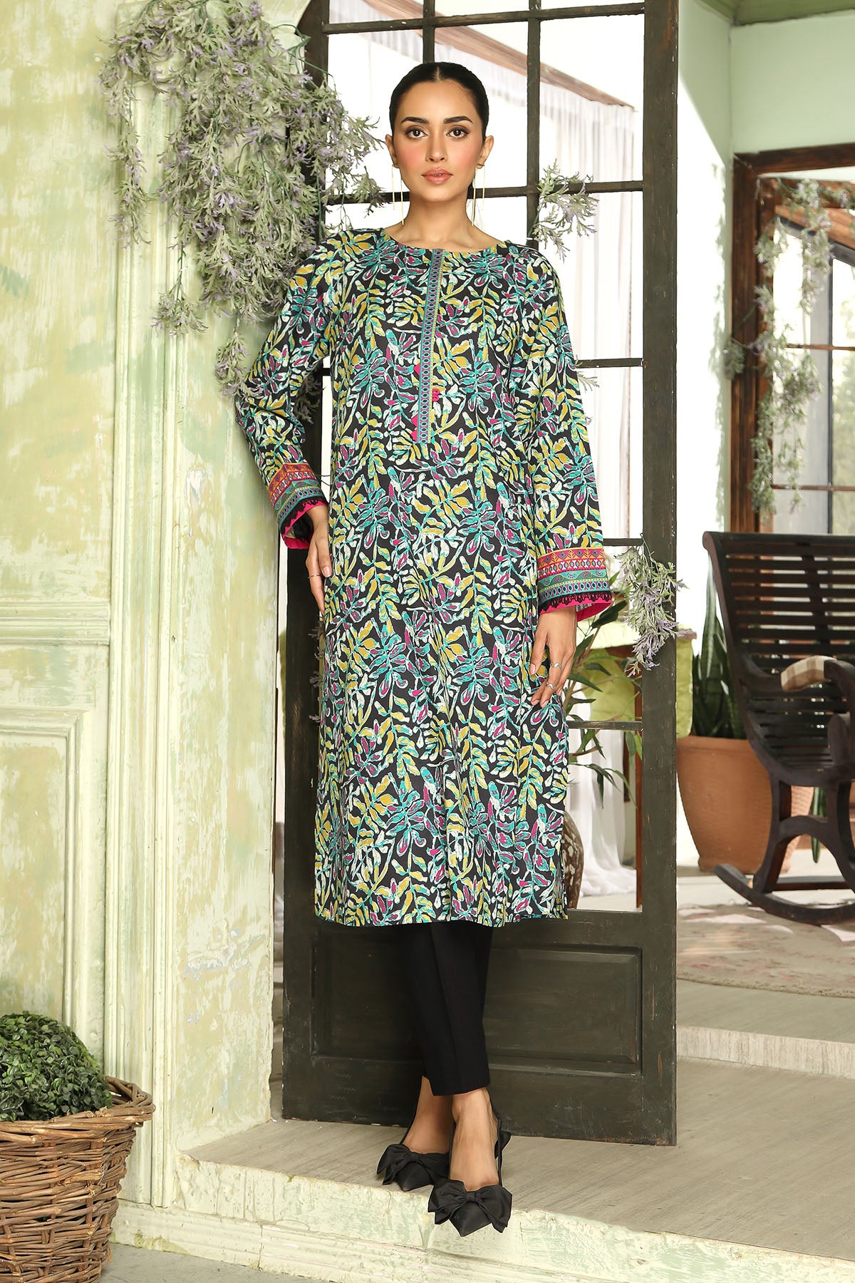 2 Piece Printed Slub Khaddar Unstitched Suit  (DU0413)