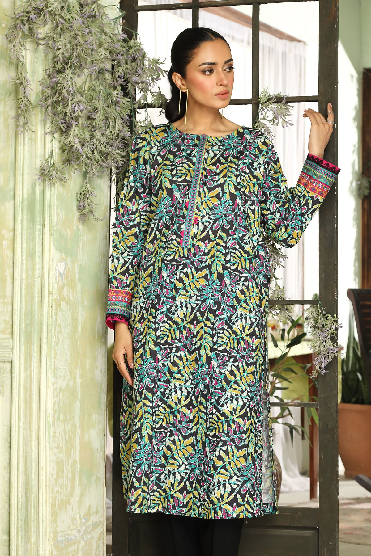 2 Piece Printed Slub Khaddar Unstitched Suit  (DU0413)