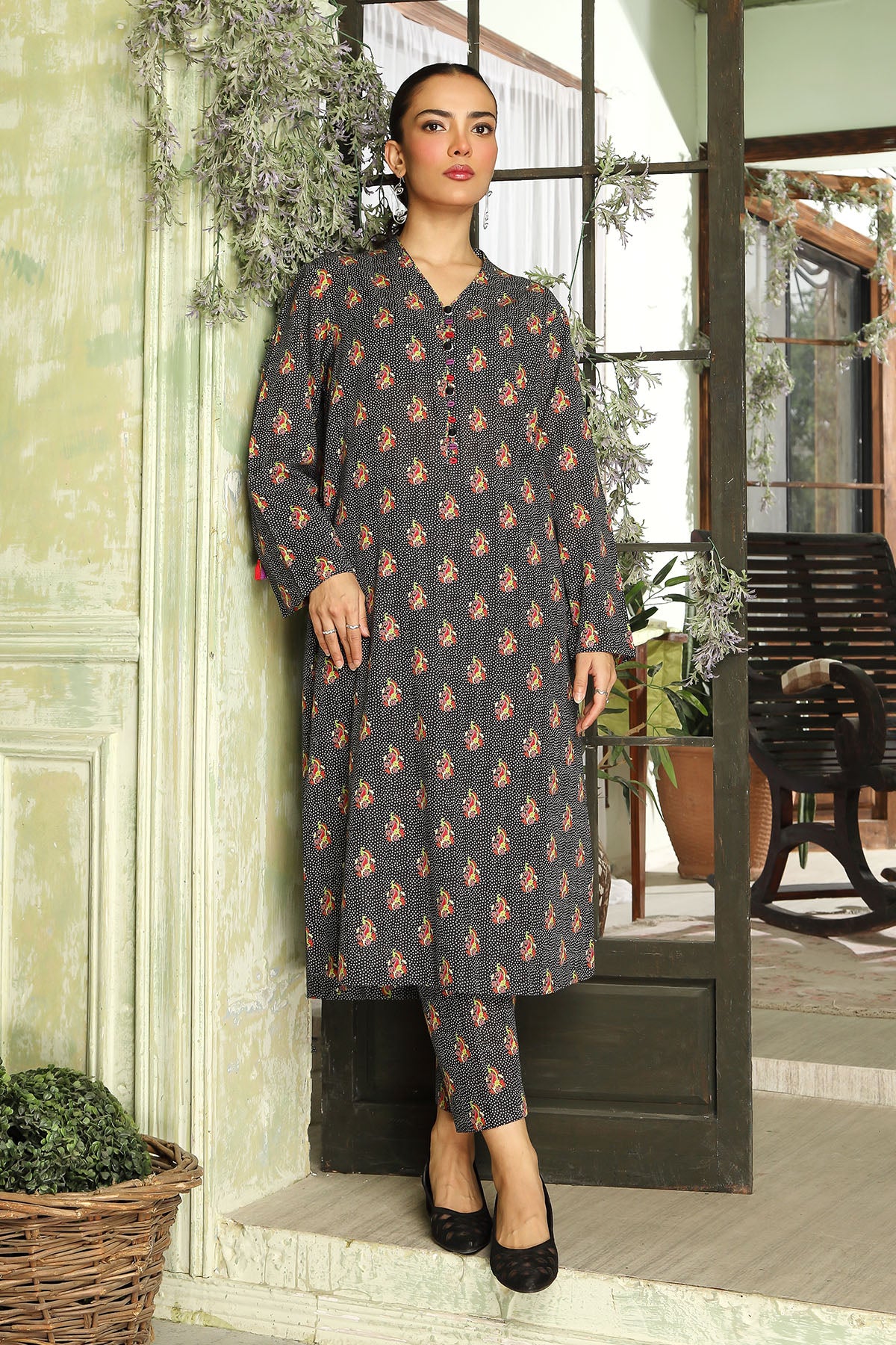 2 Piece Black Printed Suit (DU0401)