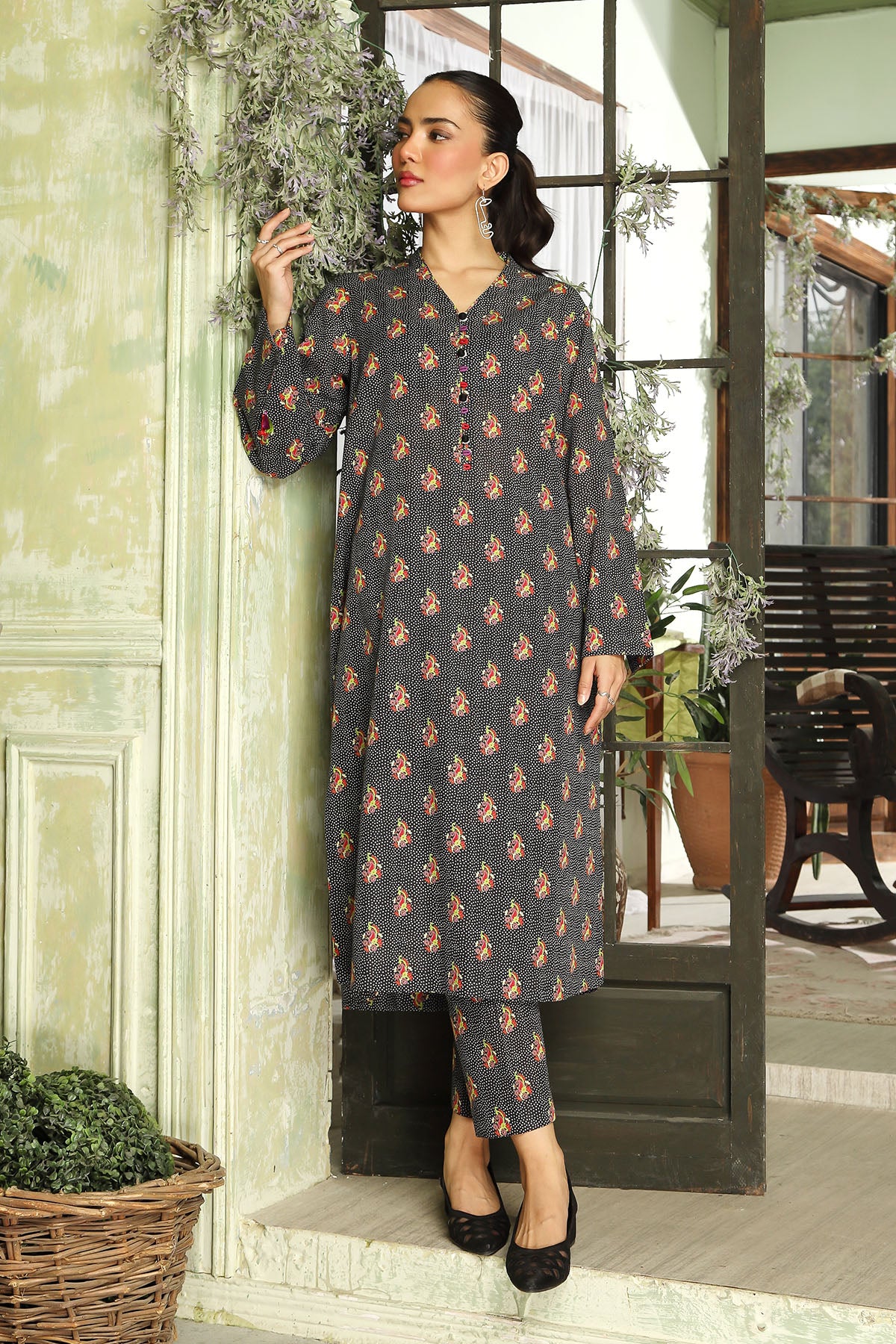 2 Piece Black Printed Suit (DU0401)