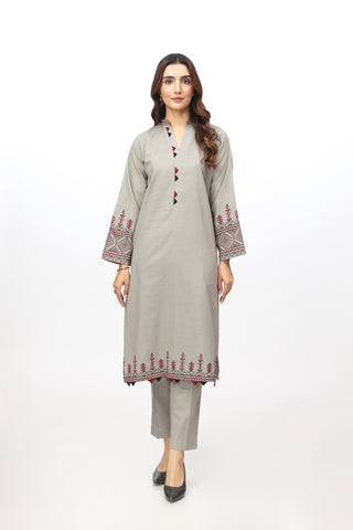 2 Piece Slub Khaddar Embroidered Suit (HB1211)