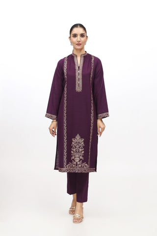 2 Piece Cotton Karandi Embroidered Suit (HB1213)