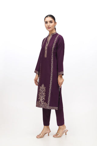 2 Piece Cotton Karandi Embroidered Suit (HB1213)