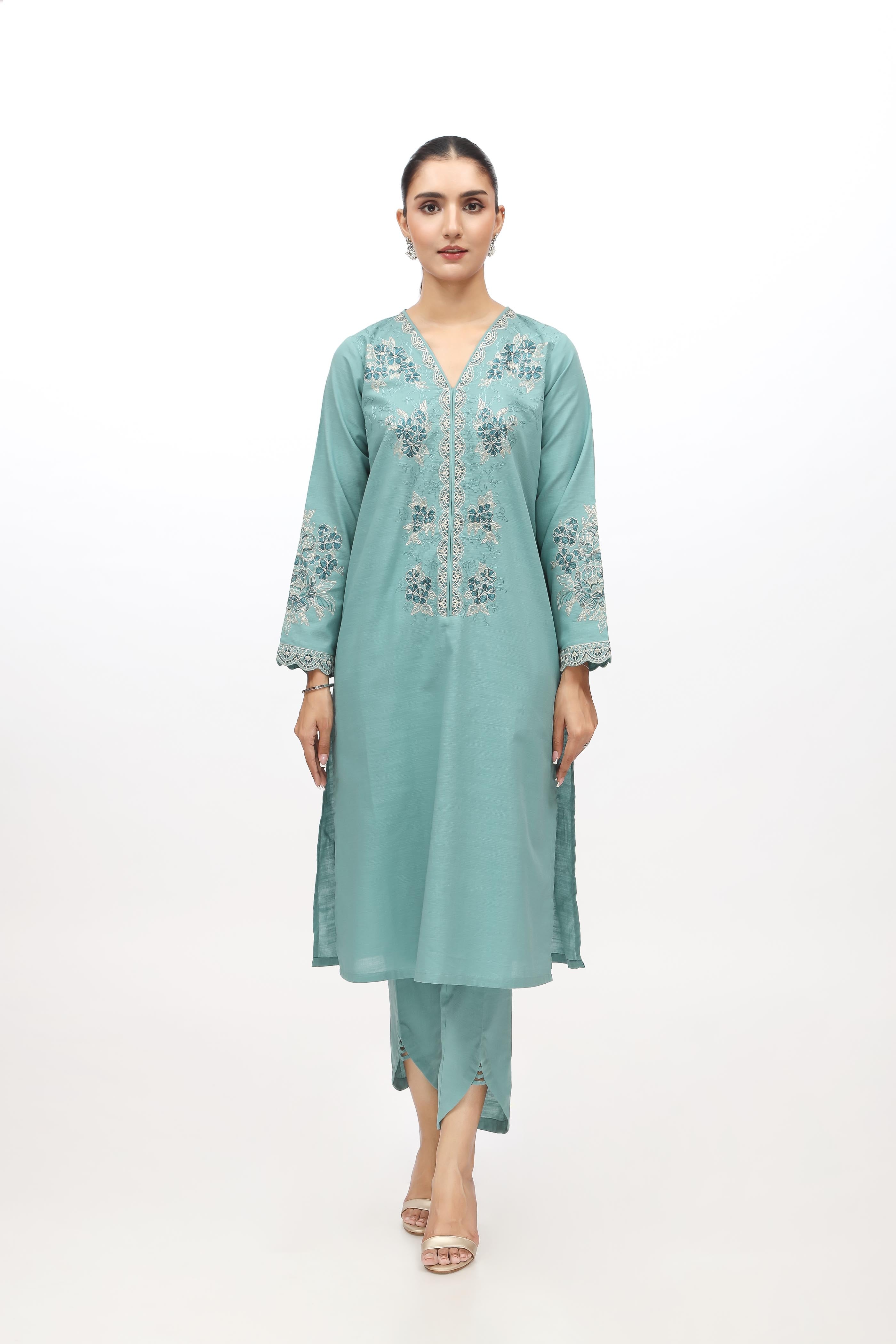 2 Piece Slub Khaddar Embroidered Suit (AE0037)