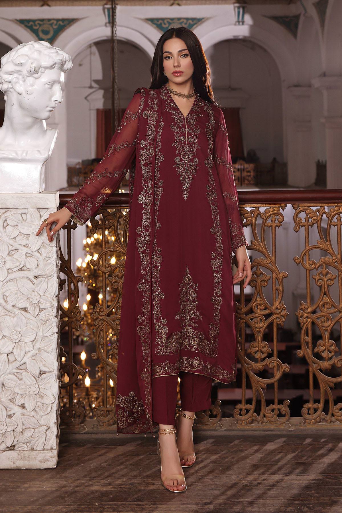 3 Piece Chiffon Embellished Suit  (AA5402)