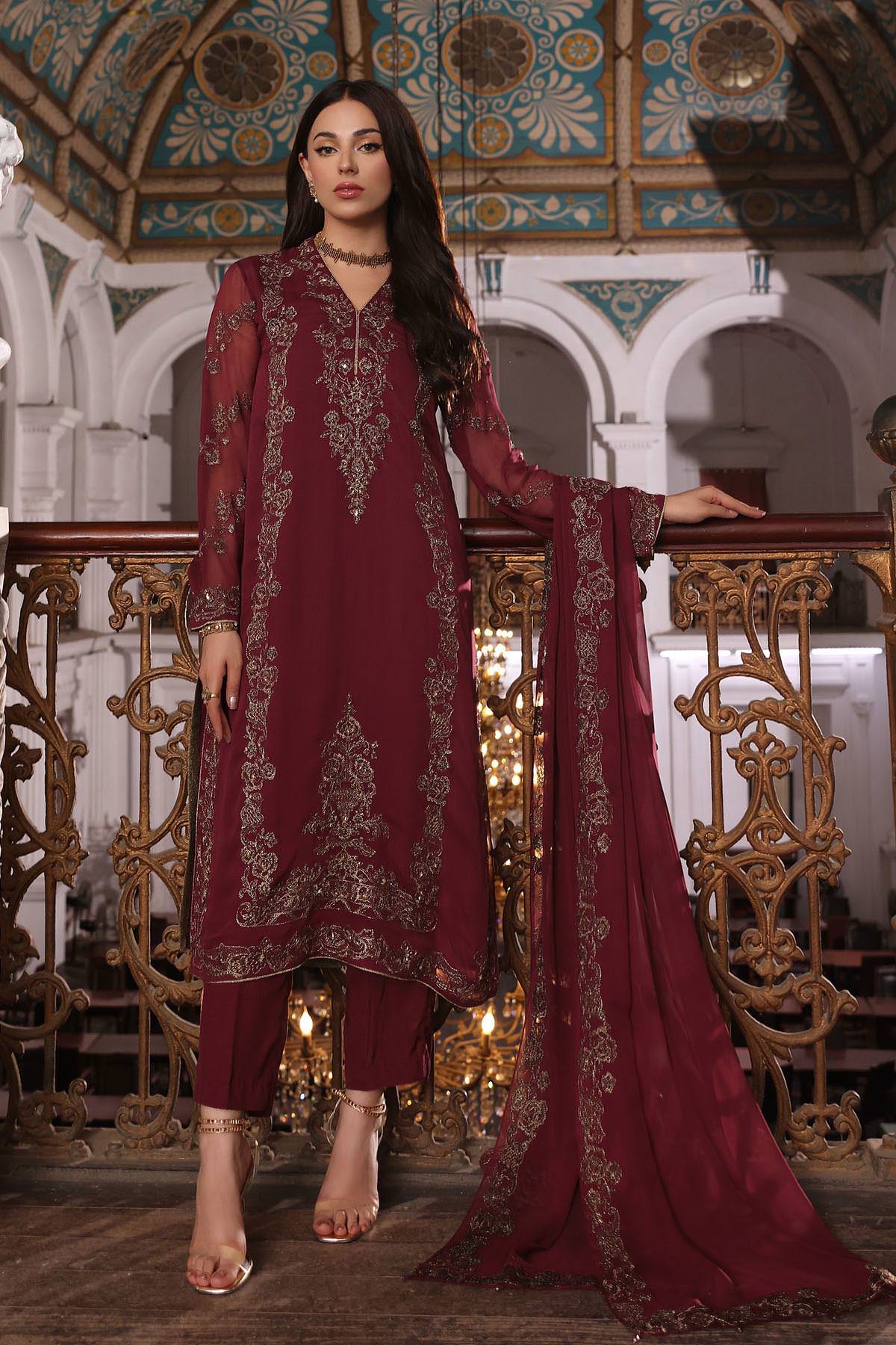 3 Piece Chiffon Embellished Suit  (AA5402)