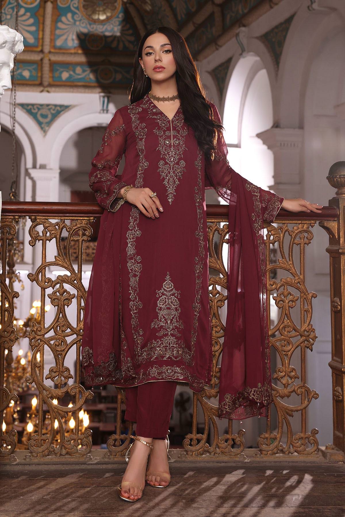 3 Piece Chiffon Embellished Suit  (AA5402)