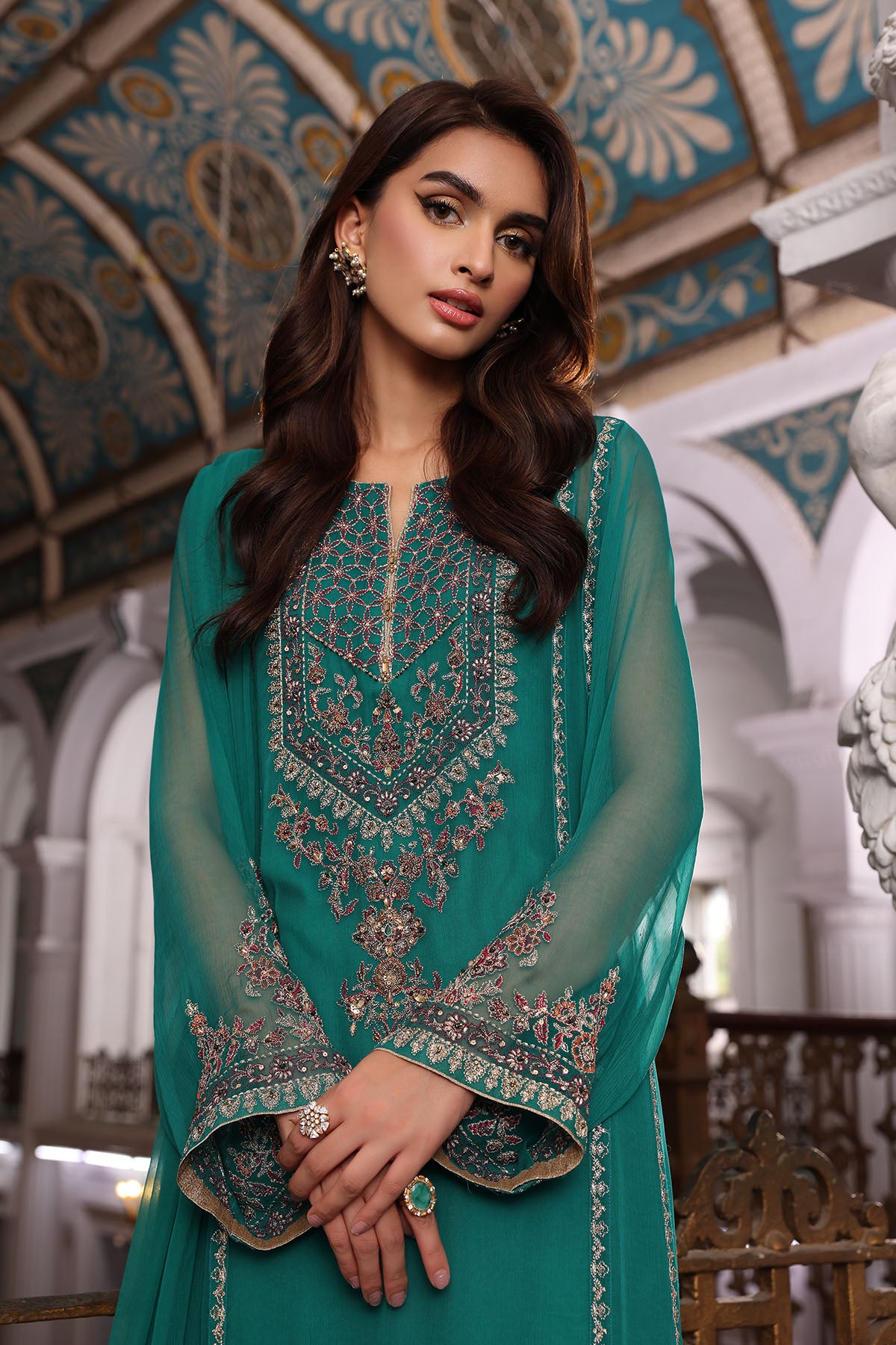 3 Piece Chiffon Embroidered Suit (AP0044)