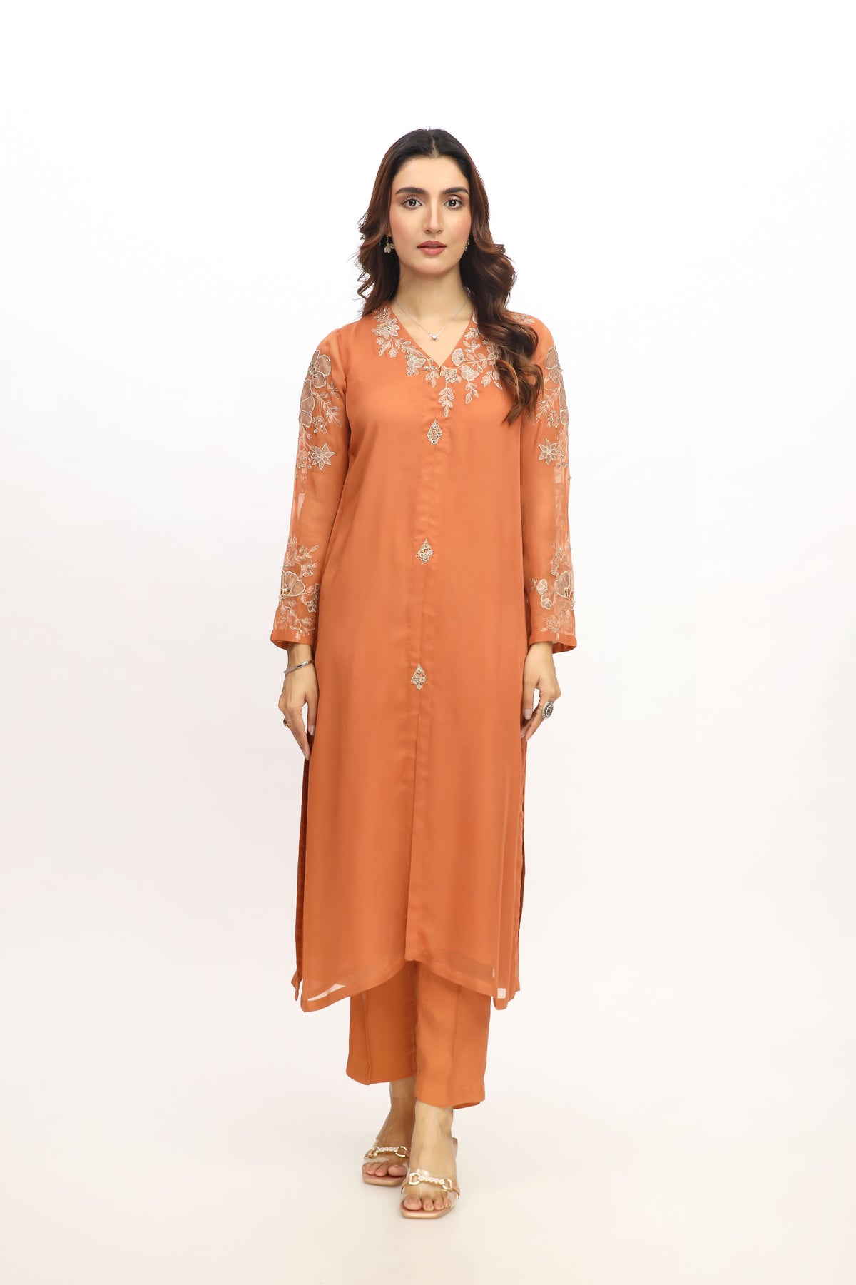 2 Piece  Chiffon Embroidered Suit (AA5425)