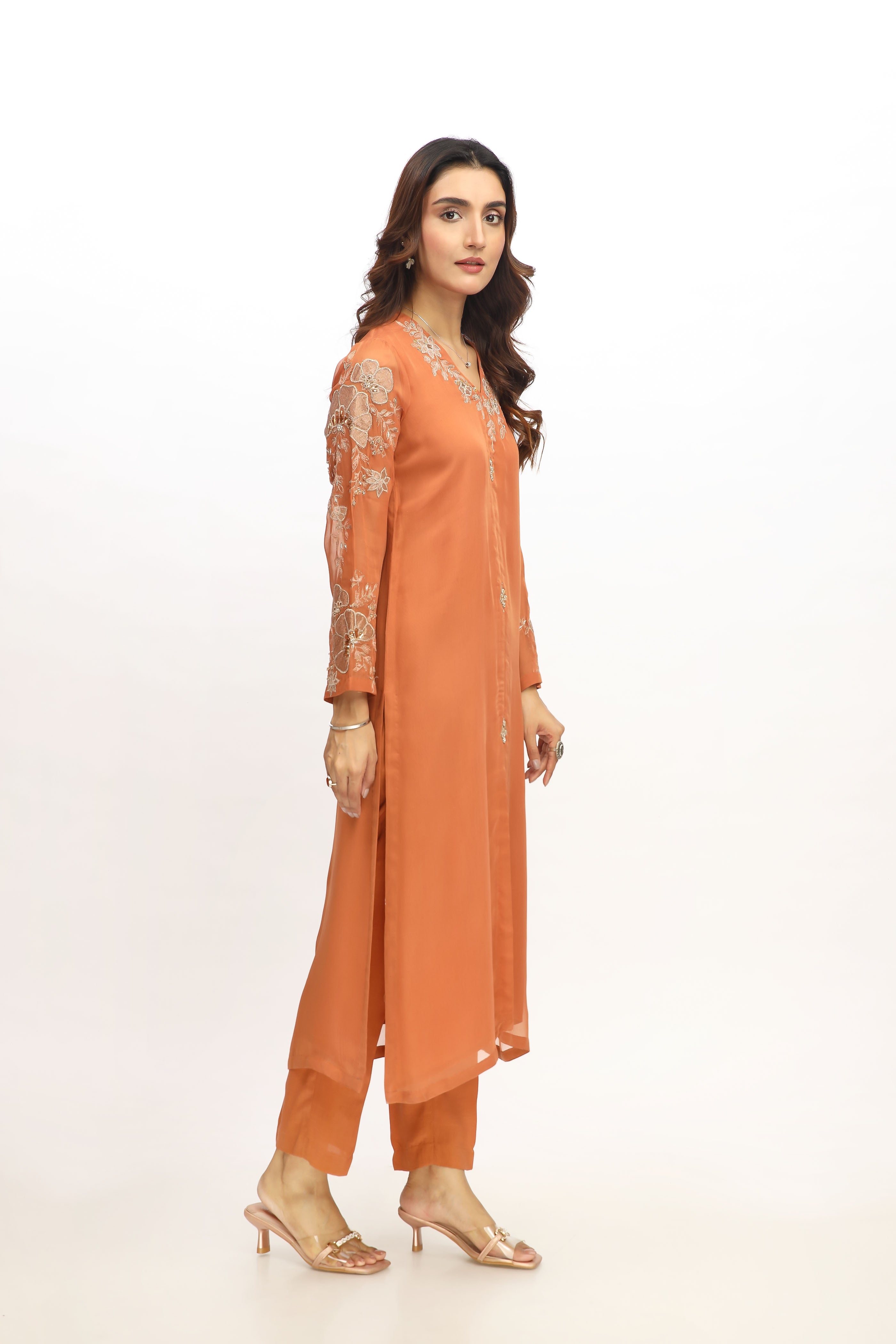 2 Piece  Chiffon Embroidered Suit (AA5425)