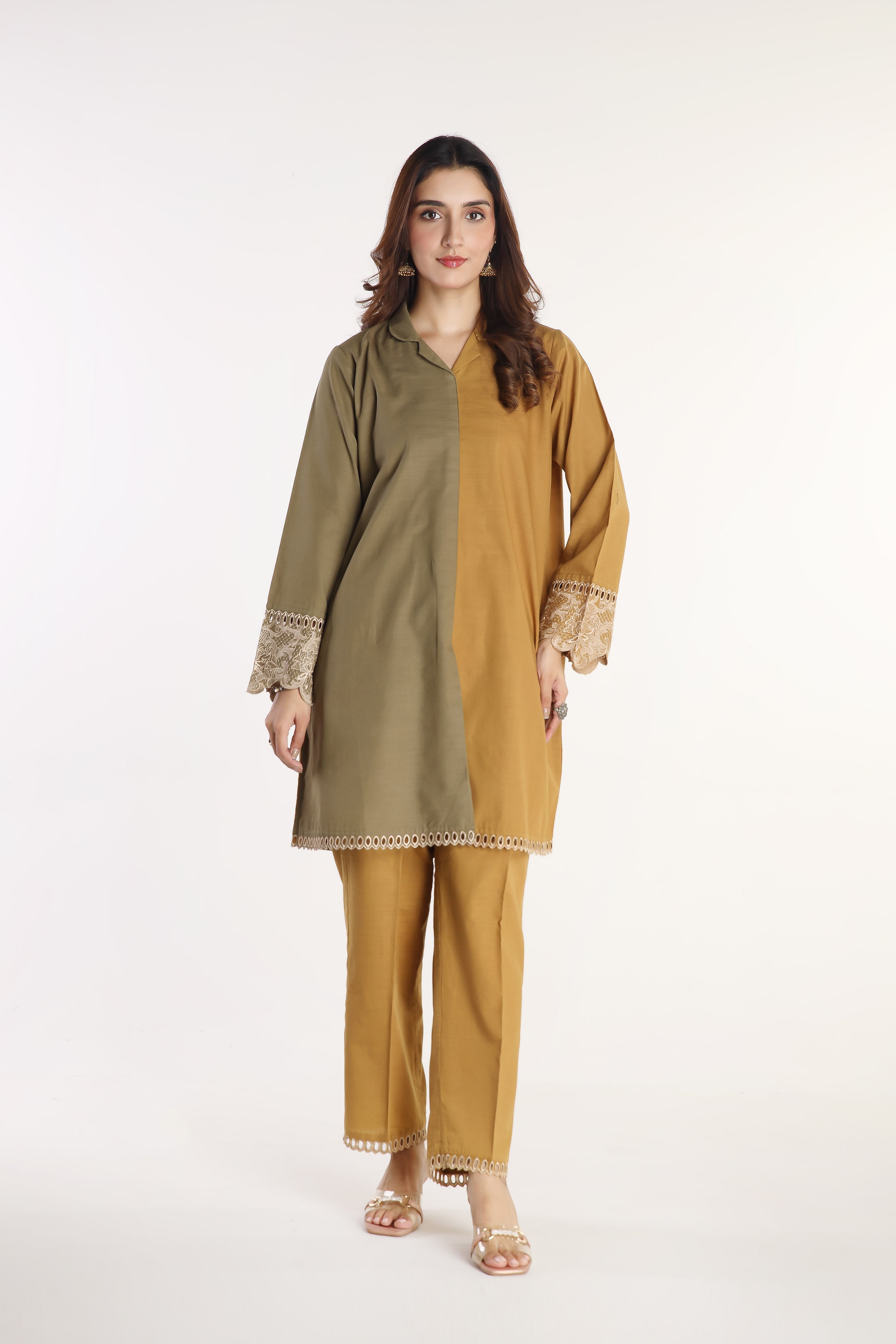 2 Piece Slub Khaddar Solid Suit (AE0051)