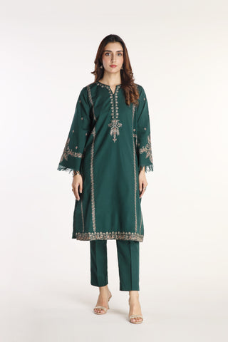 2 Piece Slub Khaddar Embroidered Suit  (AE0053)