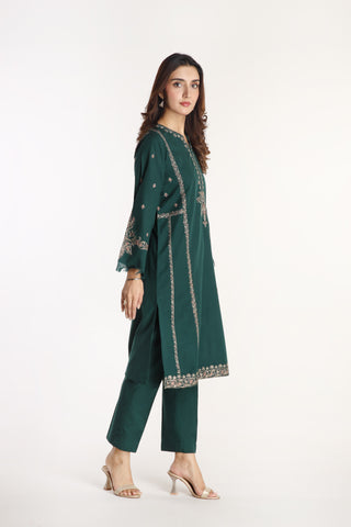 2 Piece Slub Khaddar Embroidered Suit  (AE0053)