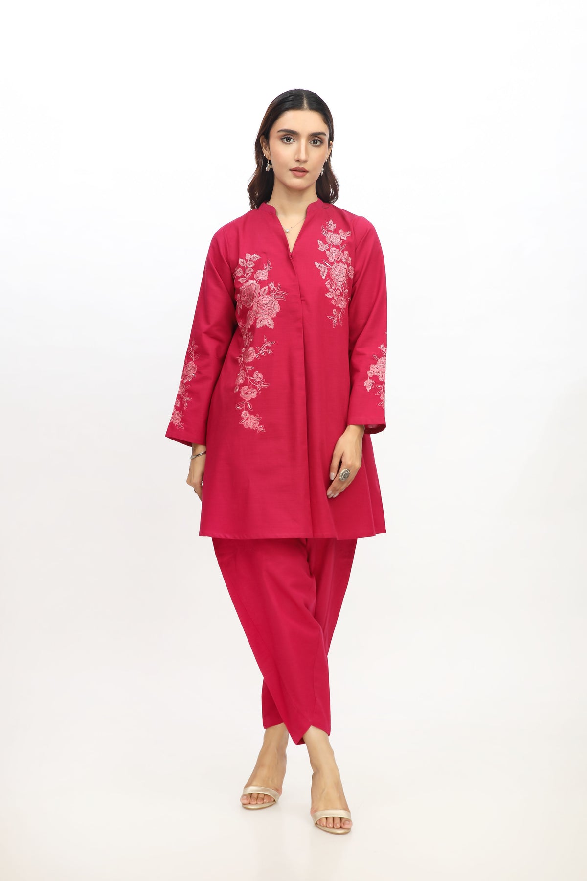 2 Piece Slub Khaddar Embroidered Suit (AE0055)