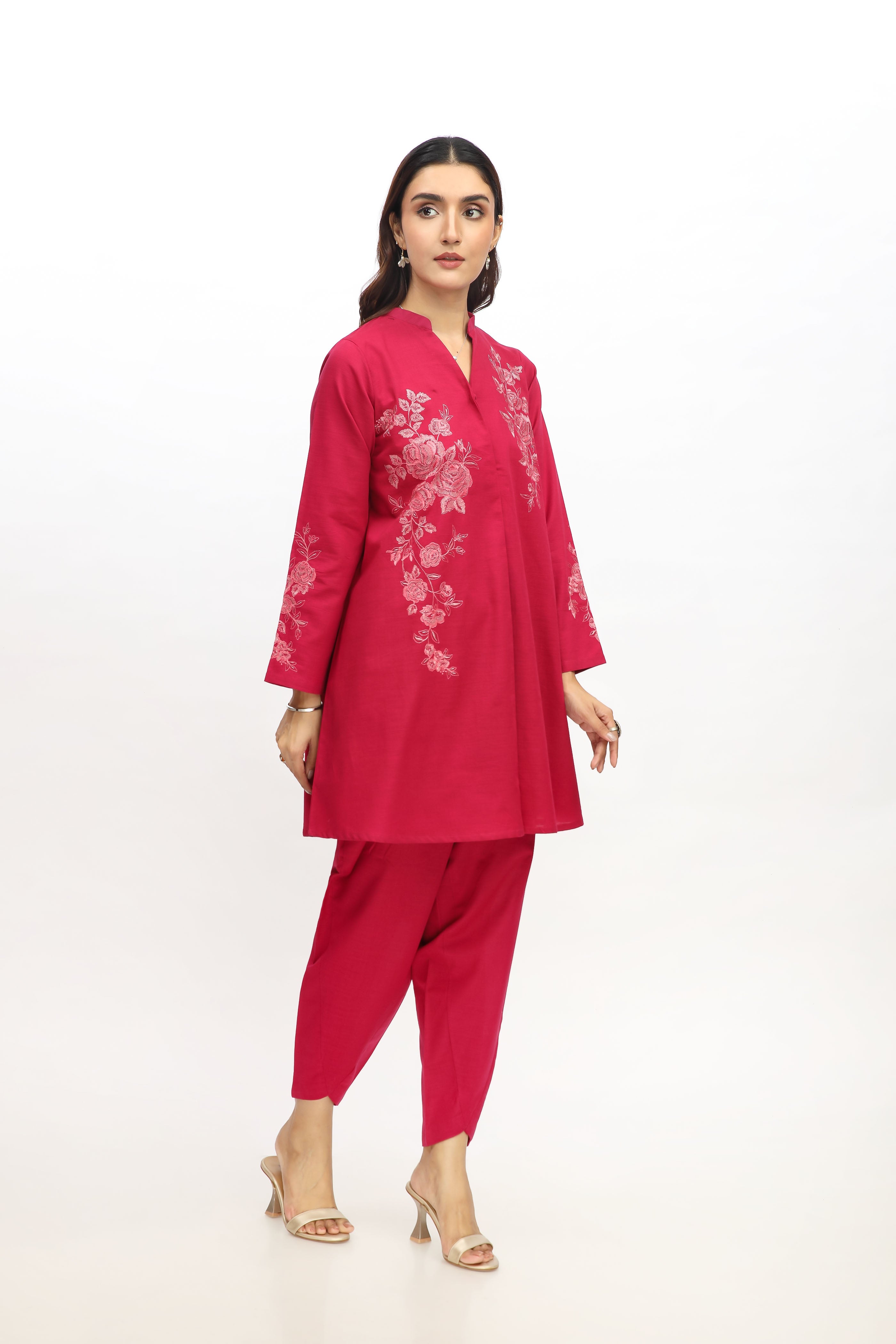 2 Piece Slub Khaddar Embroidered Suit (AE0055)