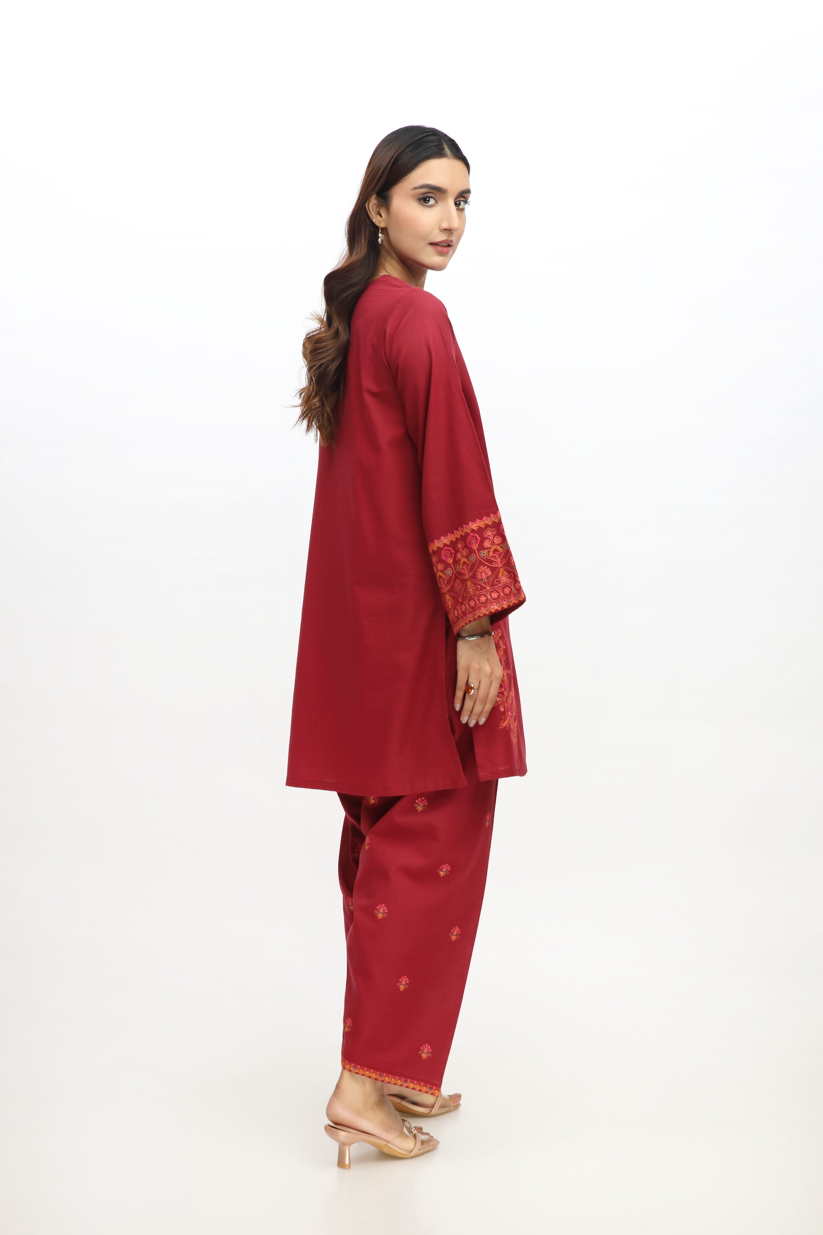 2 Piece Slub Khaddar Embroidered Suit (AE0056)