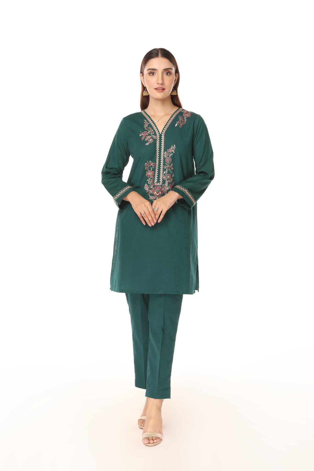 2 Piece Slub Khaddar Embroidered Suit (AE0057)