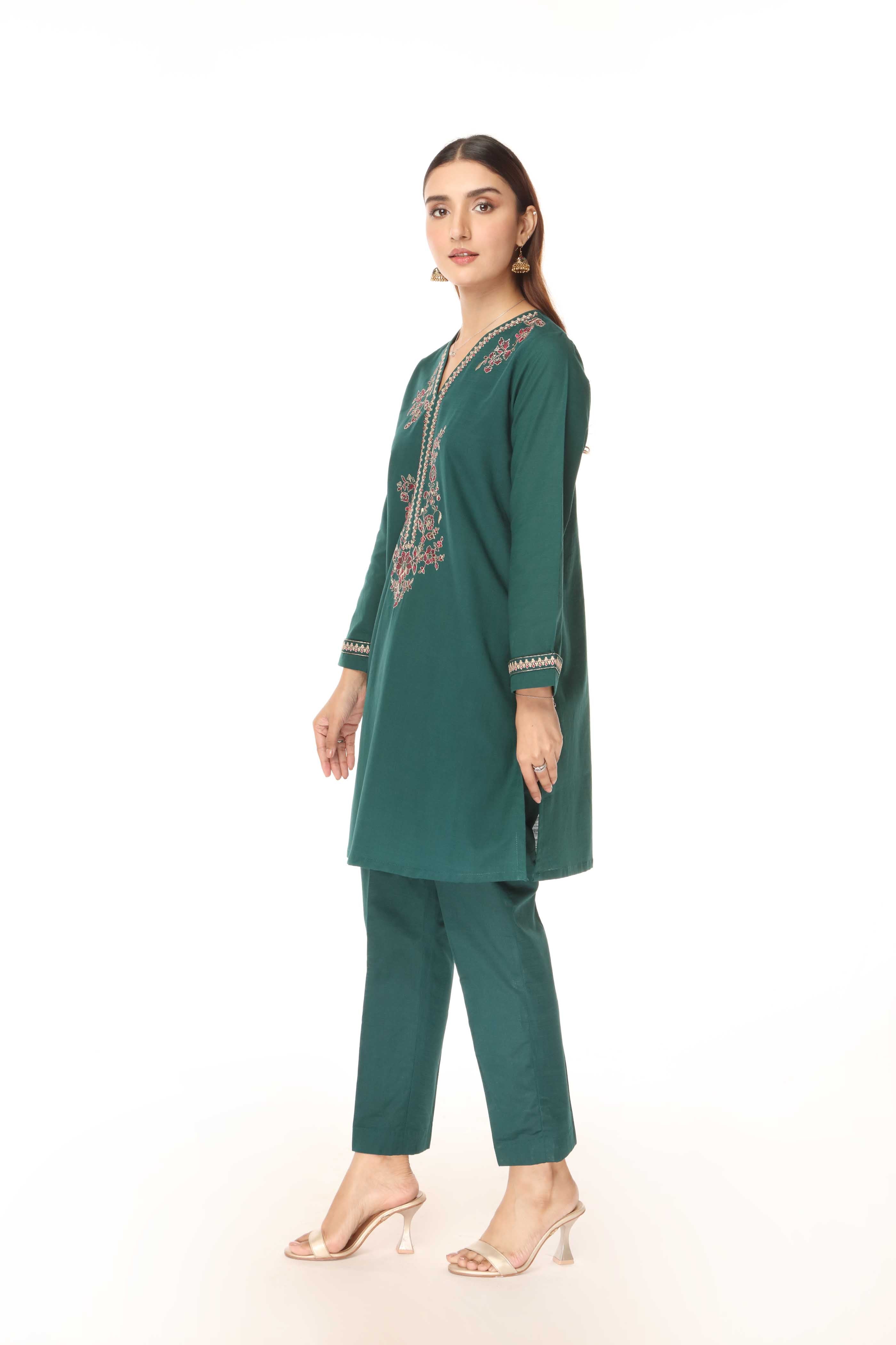 2 Piece Slub Khaddar Embroidered Suit (AE0057)