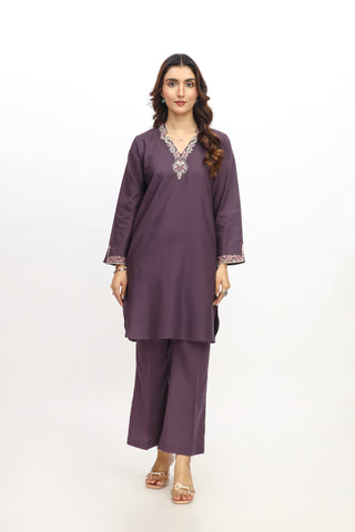 2 Piece Slub Khaddar Embroidered Suit (AE0058)