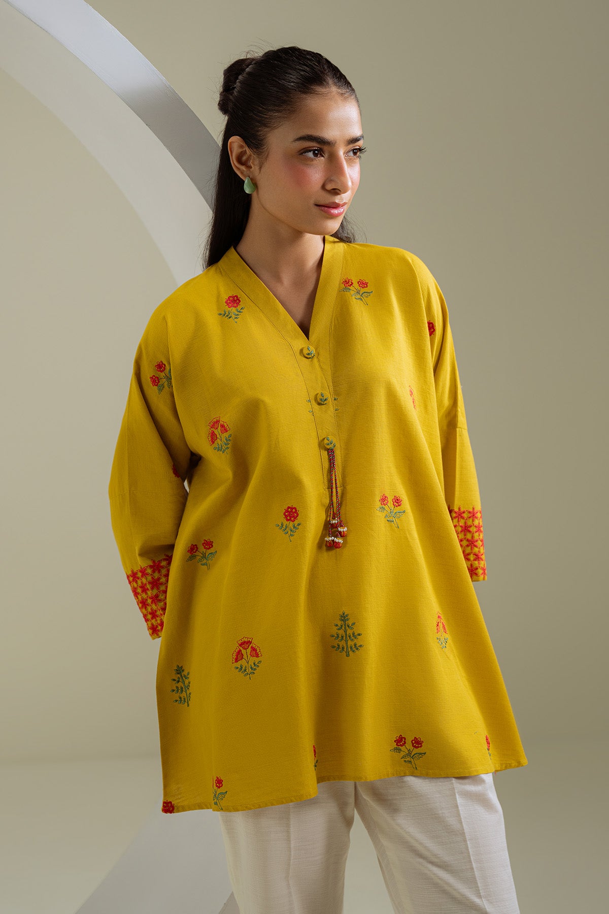 1 Piece Slub Khaddar Embroidered Shirt (BZ0108)