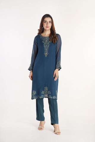 1 Piece  Chiffon Embroidered Shirt (AP0022)