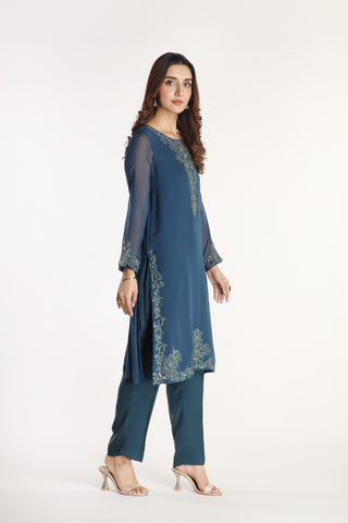 1 Piece  Chiffon Embroidered Shirt (AP0022)