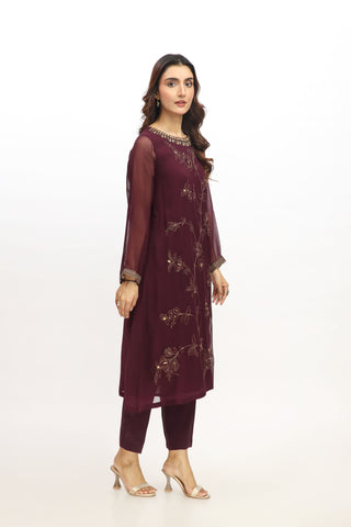 2 Piece  Chiffon Embroidered Suit (AP0025)