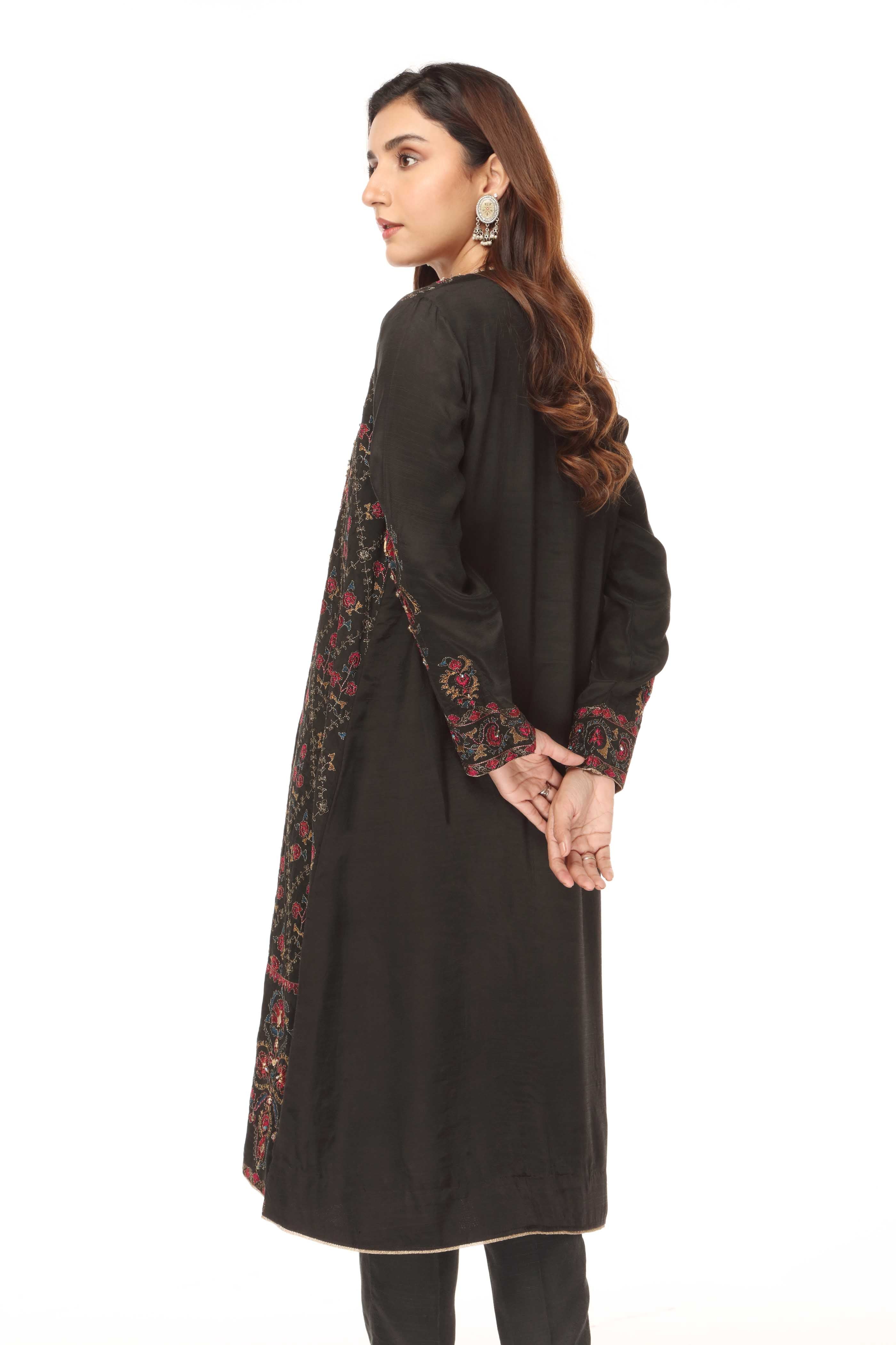 2 Piece  Raw Silk Embroidered Suit (AP0031)