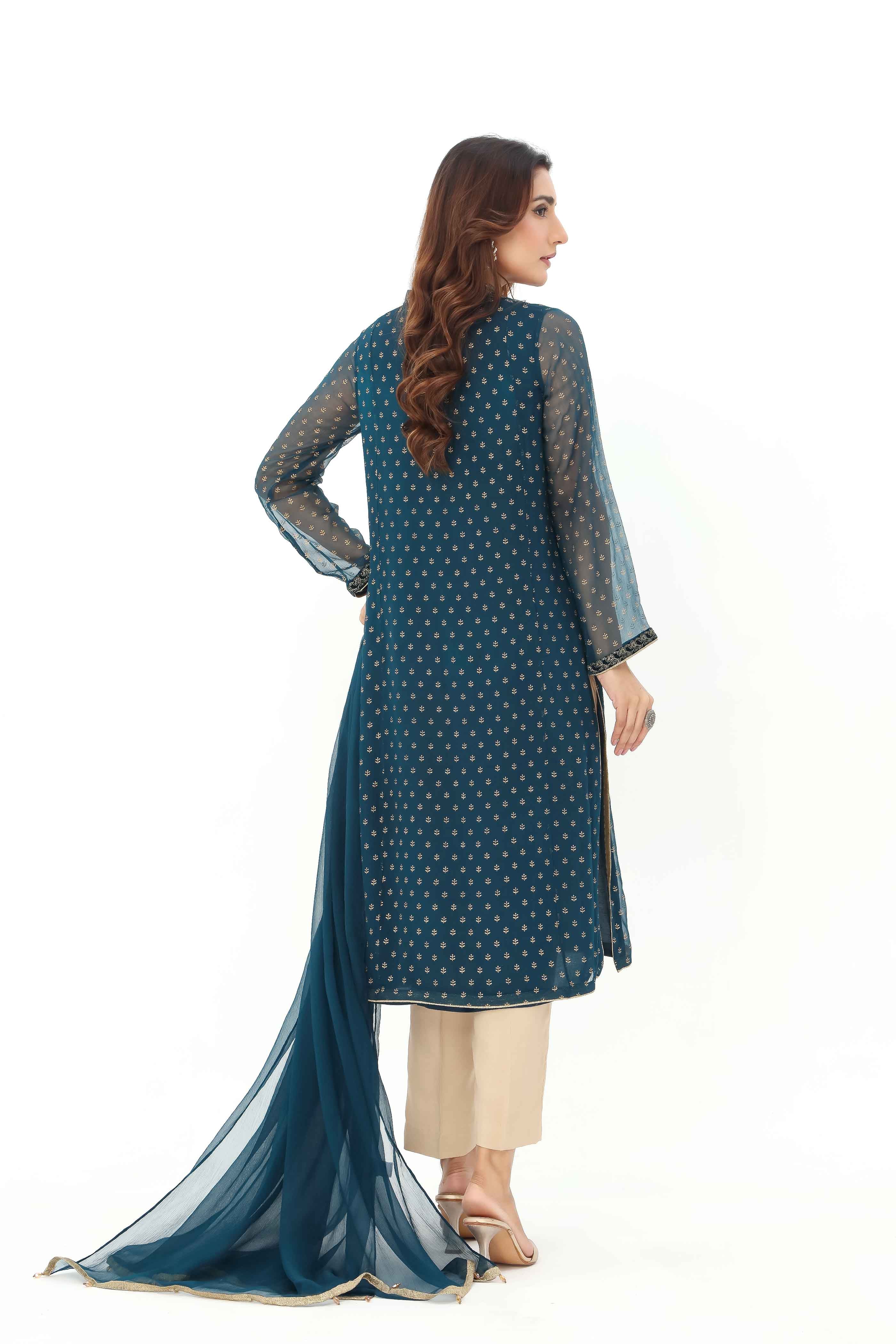 2 Piece Chiffon Embroidered Suit (AP0033)