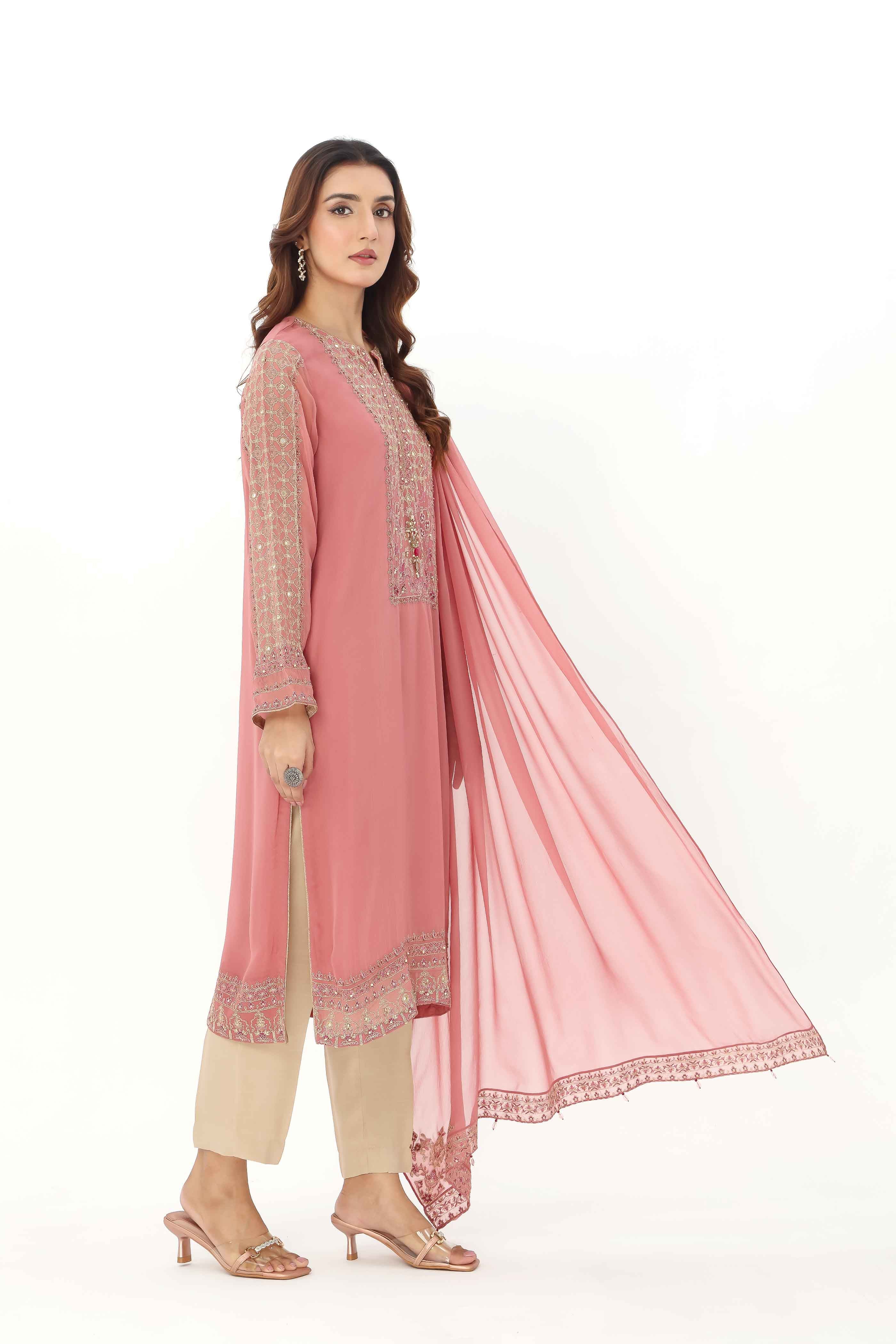 2 Piece  Chiffon Embroidered Suit (AP0038)