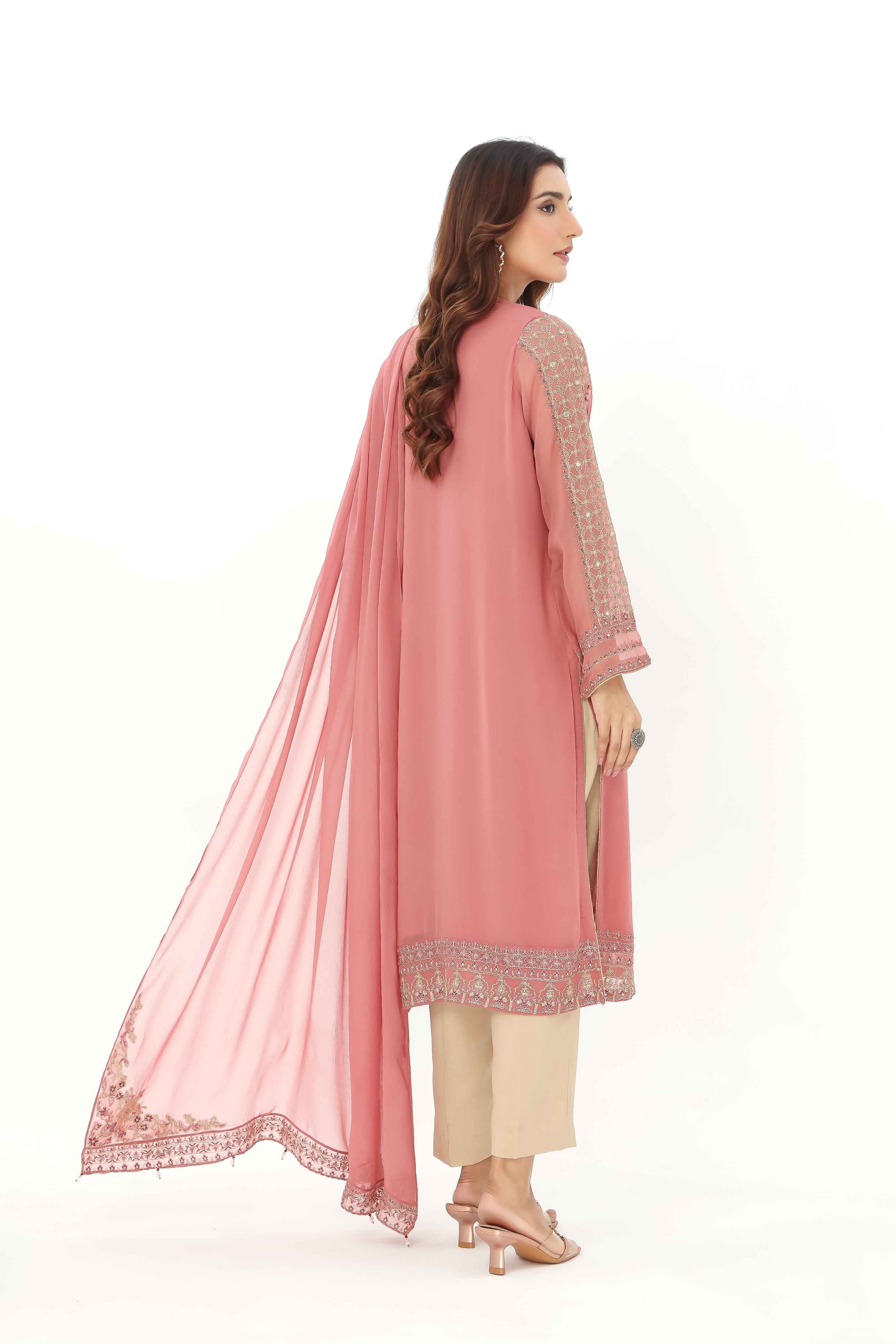 2 Piece  Chiffon Embroidered Suit (AP0038)