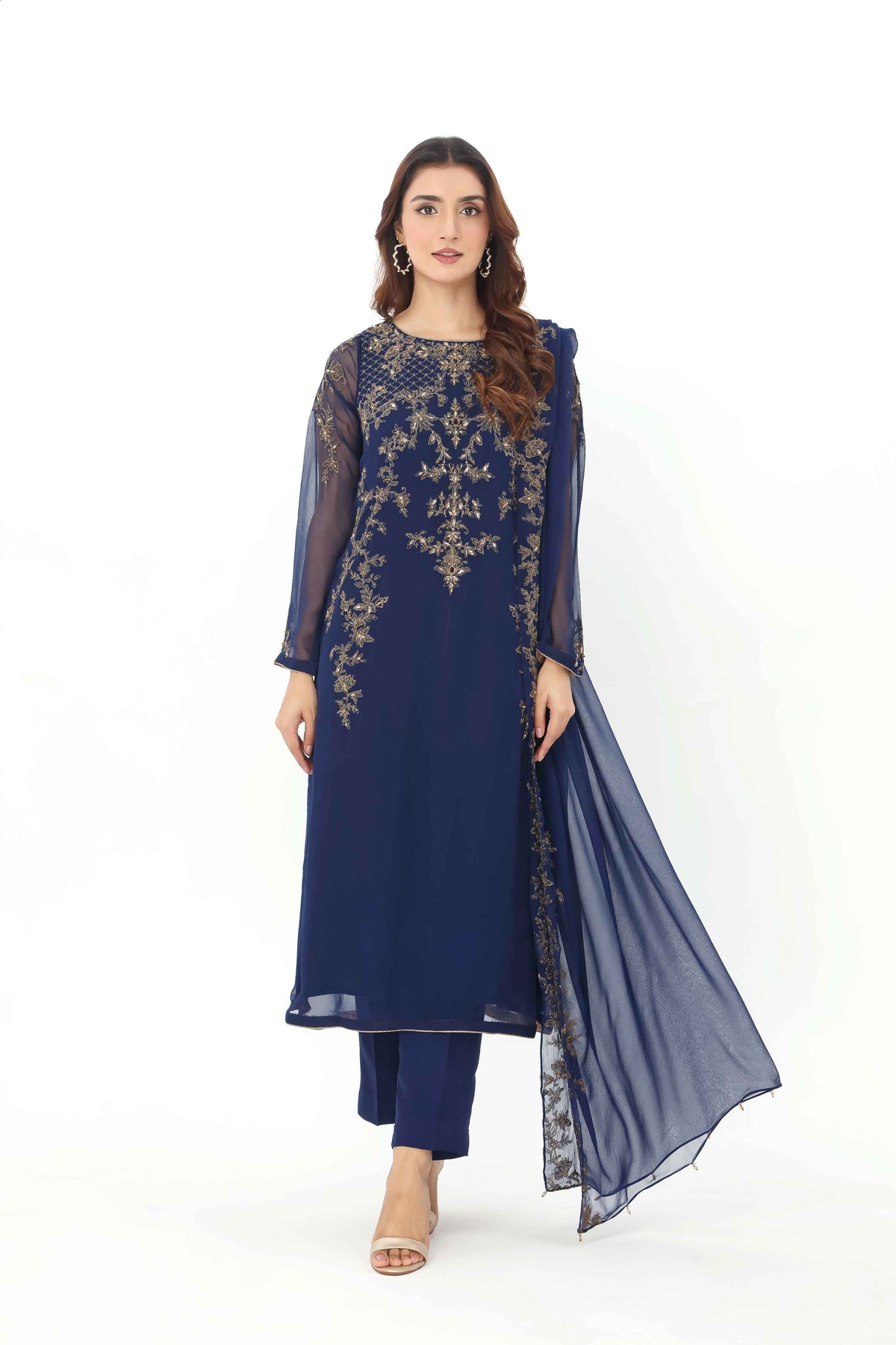 3 Piece Chiffon Embroidered Suit (AP0040)