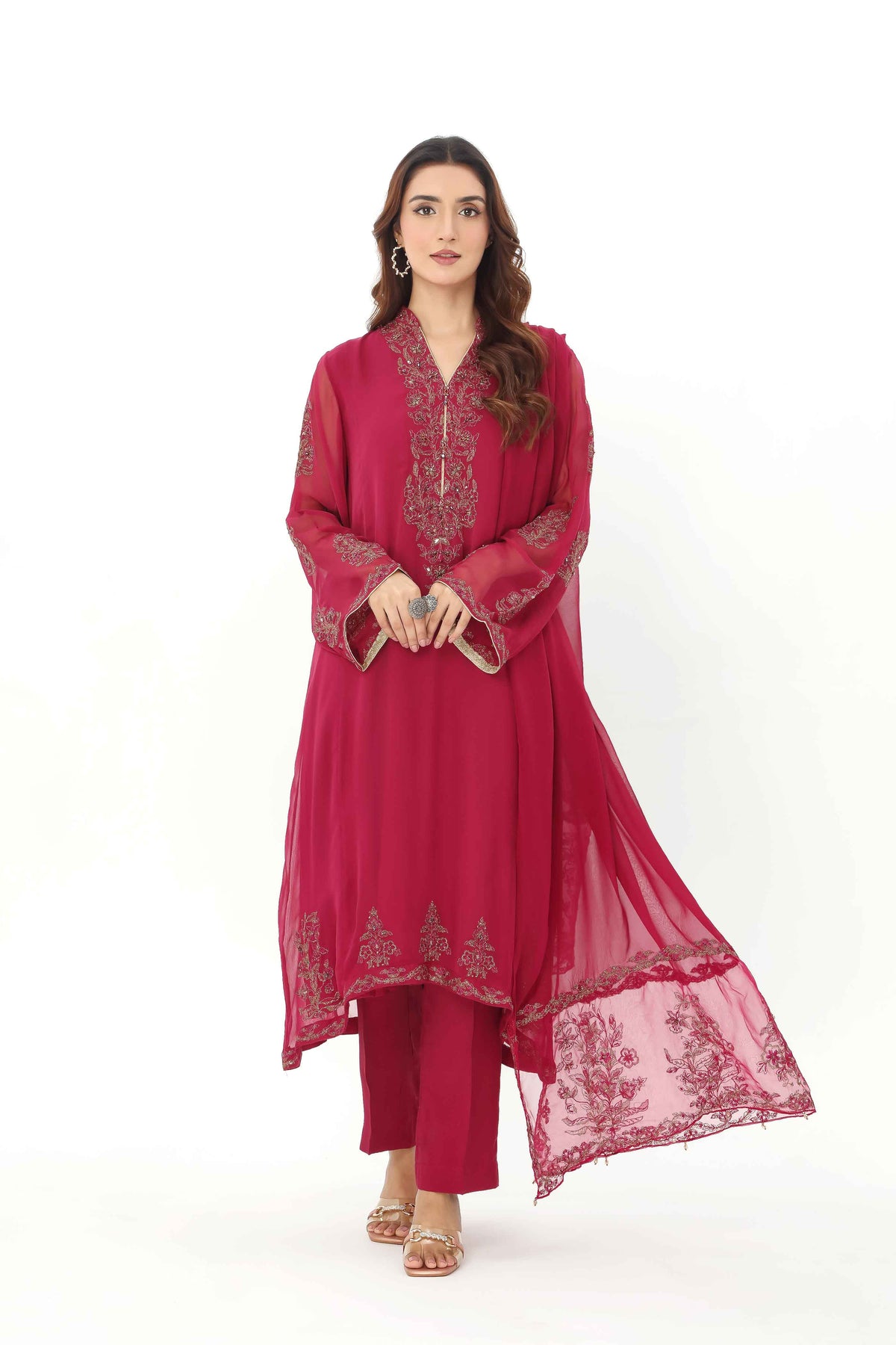 3 Piece Chiffon Embroidered Suit (AP0042)