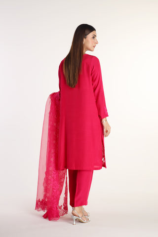 3 Piece Raw Silk Embroidered Suit (AS0448)