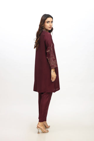 2 Piece Raw Silk Embroidered Suit (AS0451)