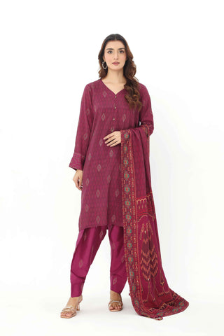 3 Piece Raw Silk Printed Suit (AS0466)