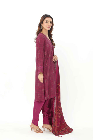 3 Piece Raw Silk Printed Suit (AS0466)