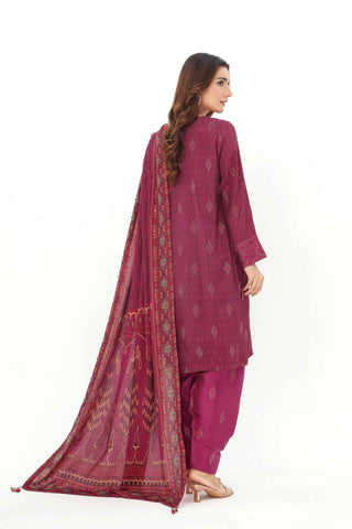 3 Piece Raw Silk Printed Suit (AS0466)