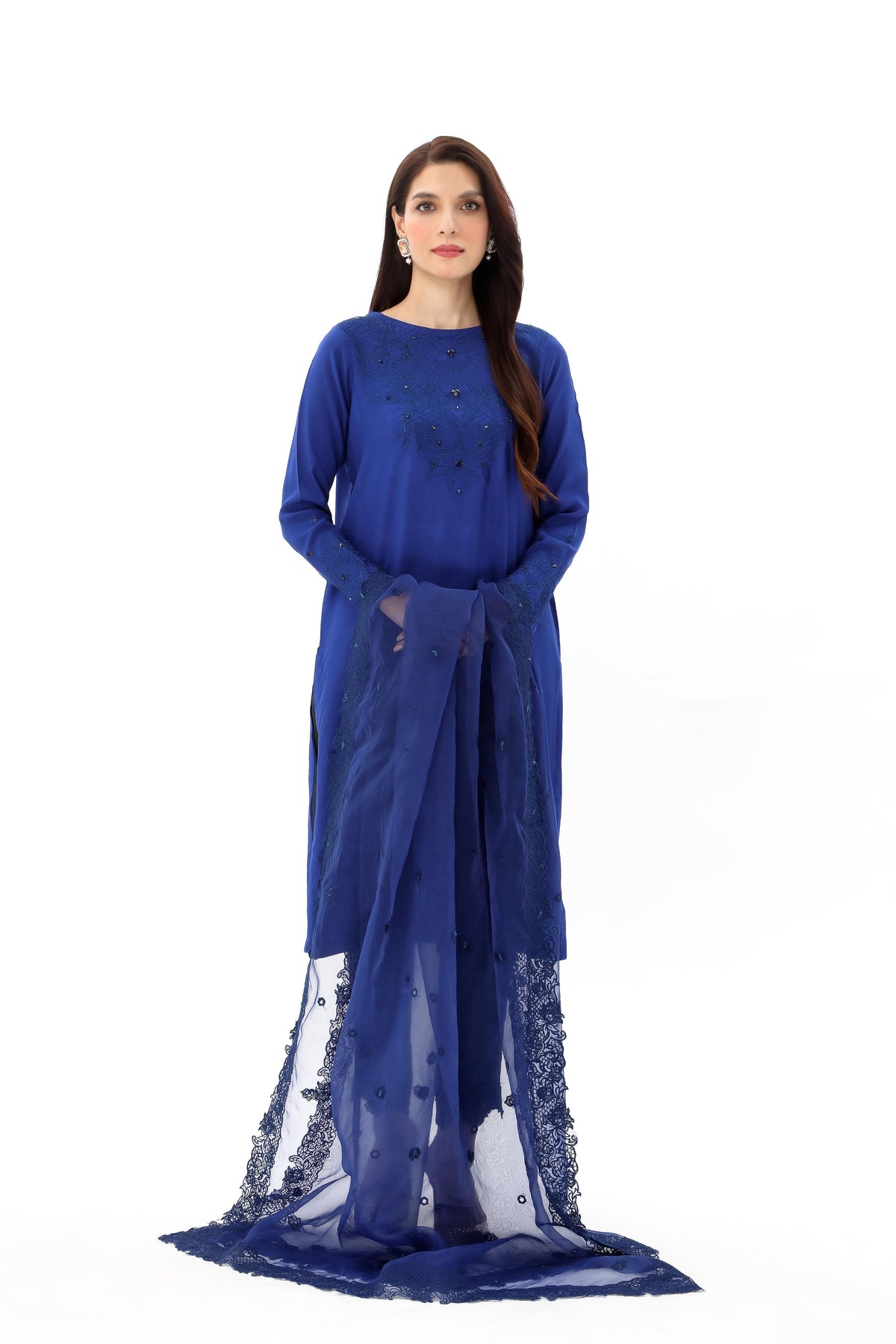 2 Piece Raw Silk Embroidered Suit (AS0472)