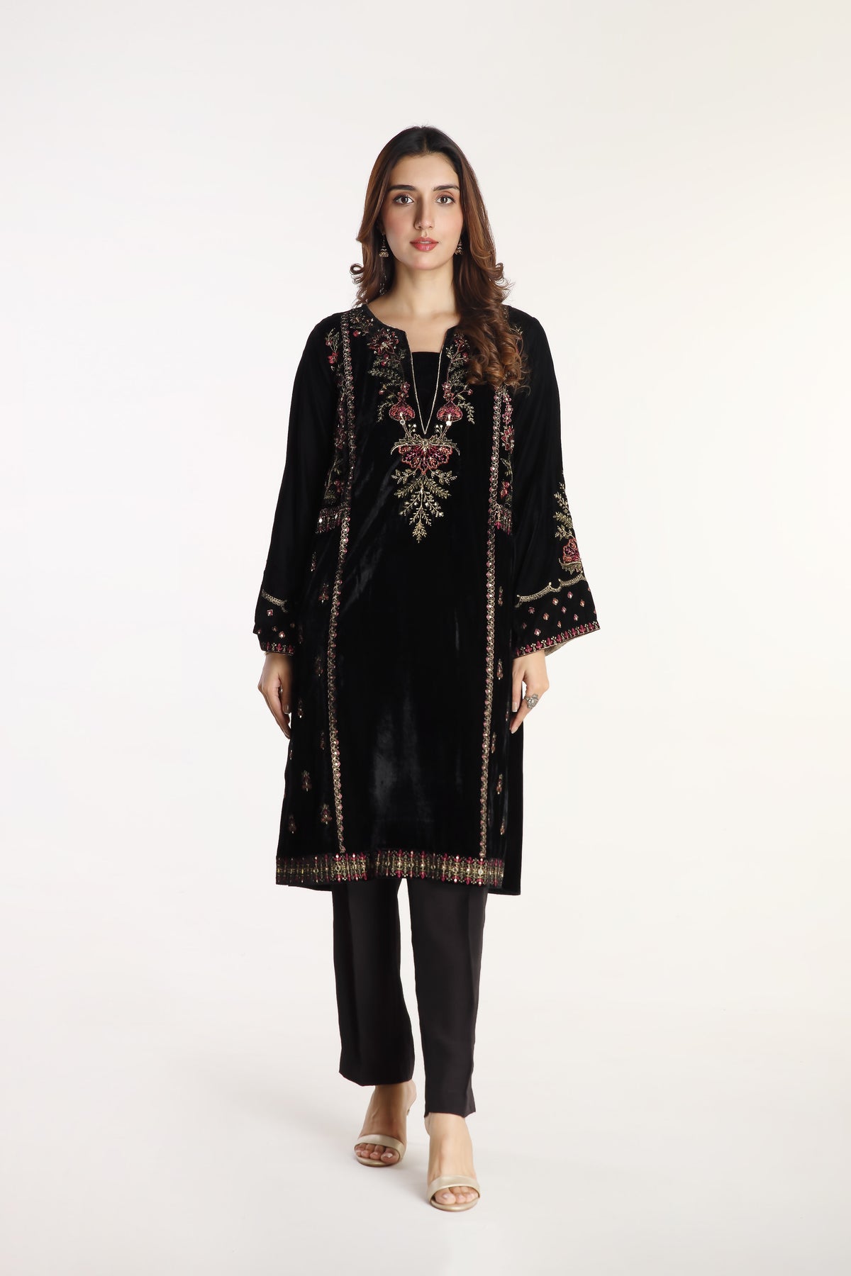 1 Piece Velvet Embroidered Shirt (AV0017)